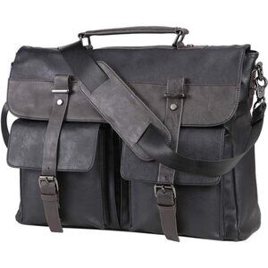 Leather Messenger Bag for Men, 15.6 Inch Vintage Laptop Bag Briefcase Satchel